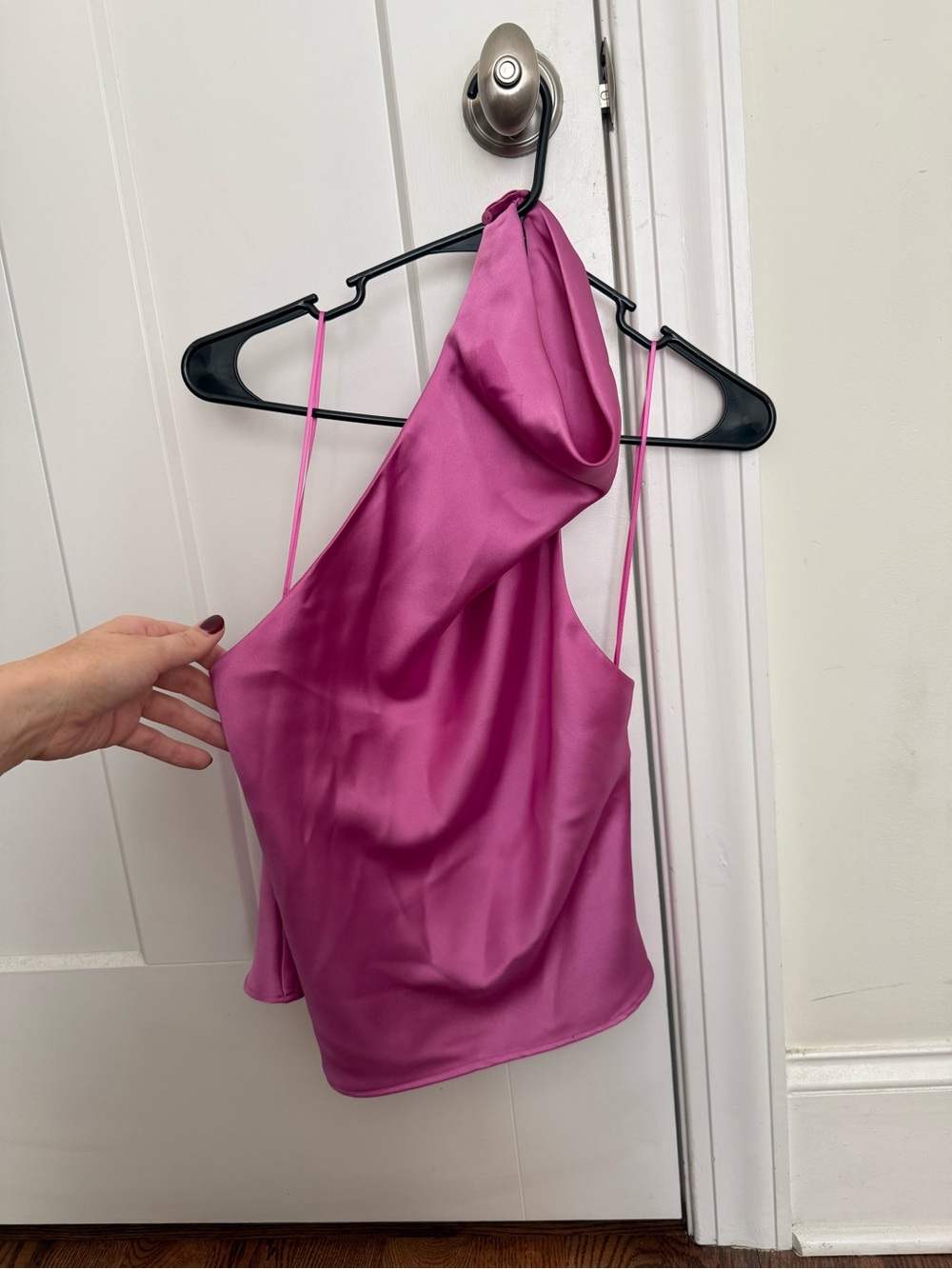Zara satin effect drape neck halter top